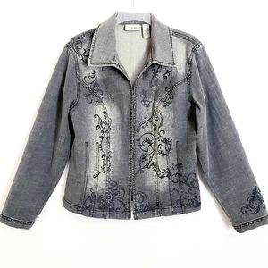 Nwot Chico's Platinum Gray Longsleeve  Rhinestone Accent Jacket